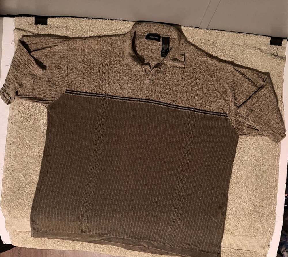 Claiborne Ribbed Knit Polo Shirt Size XL Green Silk Blend